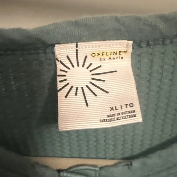 Offline by AERIE Teal Waffle Knit Top - Picture 2 of 4